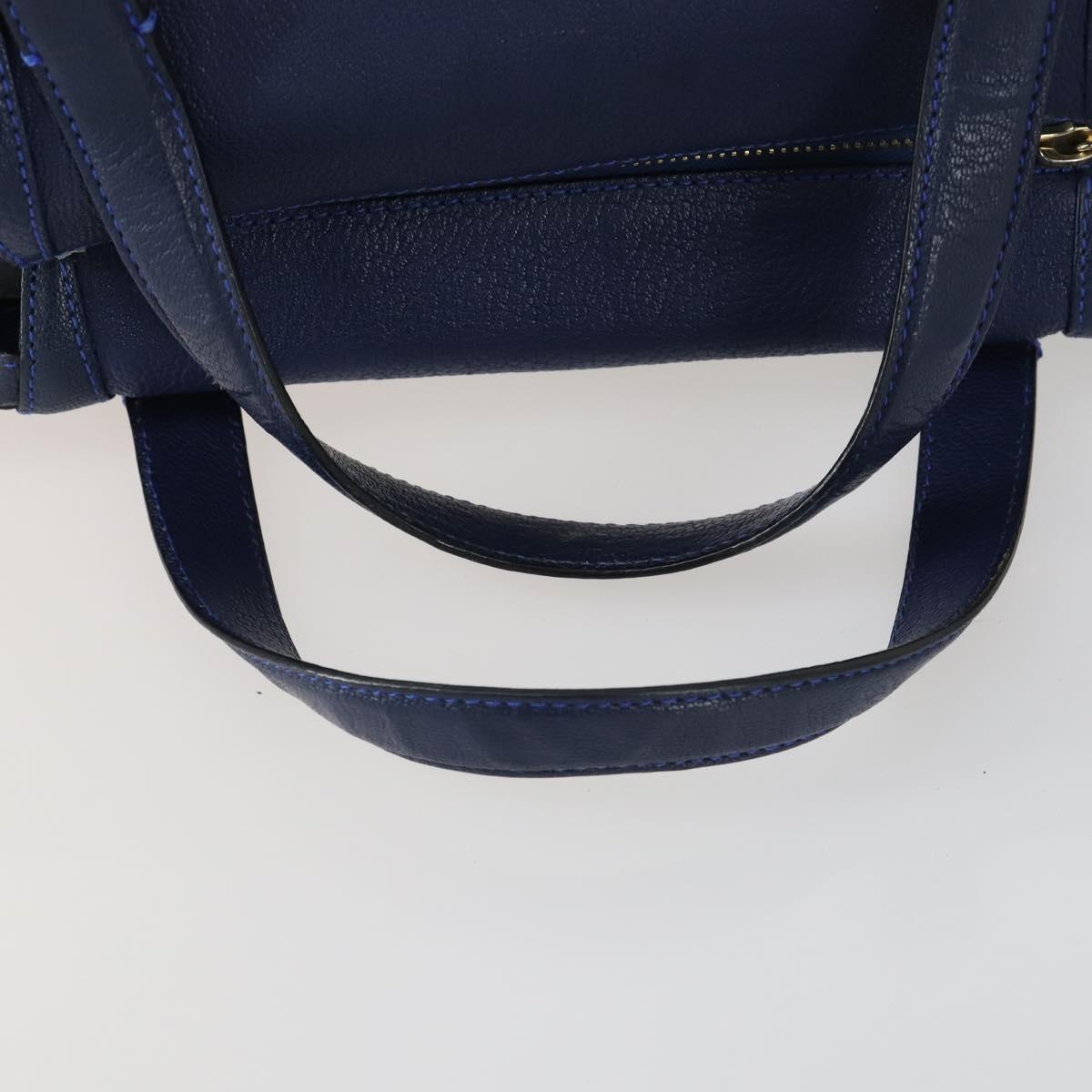 Chloe Bridget Hand Bag Leather 2way Navy Gold Auth 161772