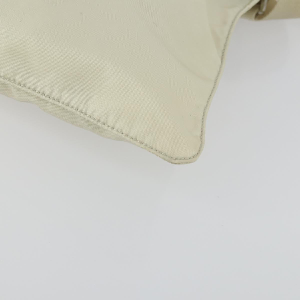 PRADA Shoulder Bag Nylon Ivory Silver Auth 161780