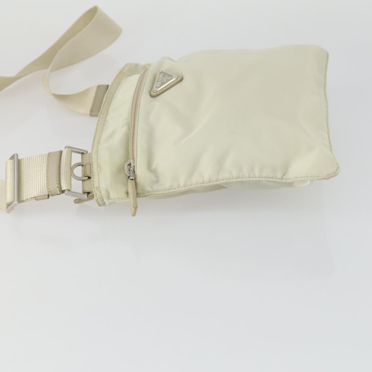 PRADA Shoulder Bag Nylon Ivory Silver Auth 161780