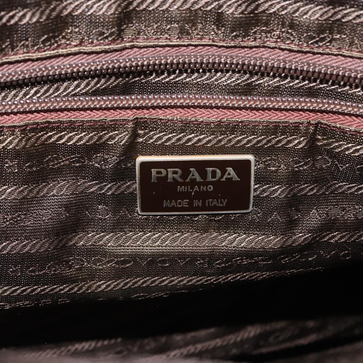 PRADA Tote Bag Nylon Brown Gold Auth 161781