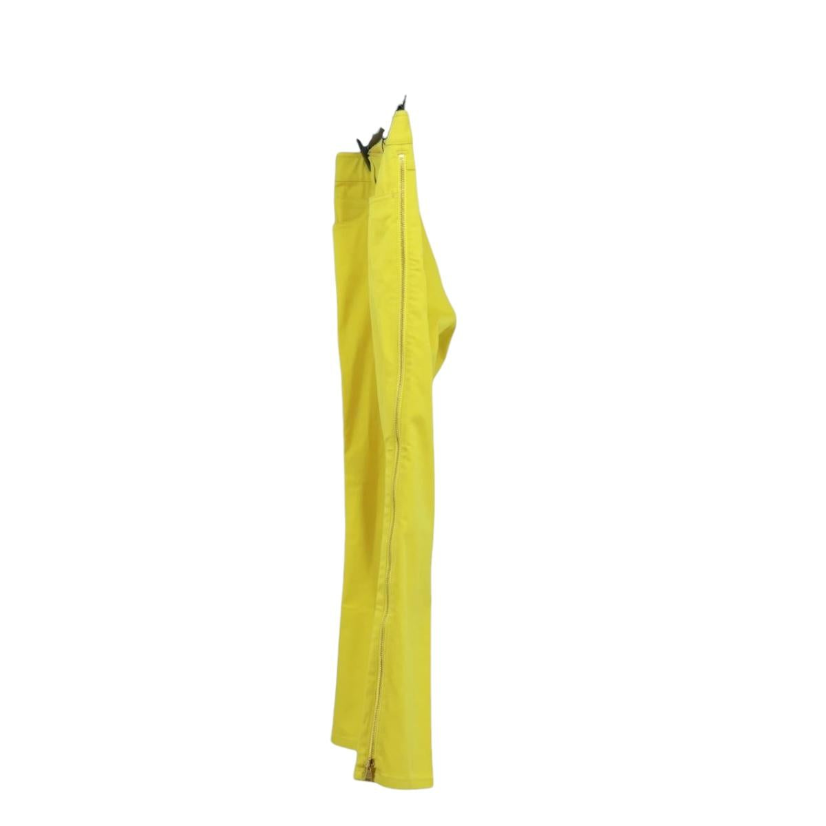 LOUIS VUITTON Side Zip Pants Cotton Yellow LV Auth 161790M