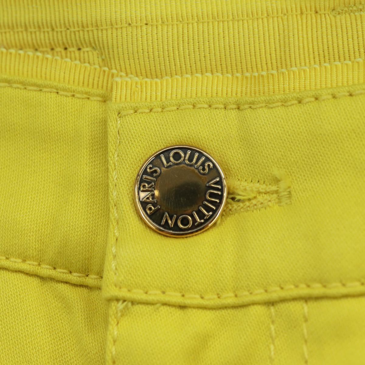 LOUIS VUITTON Side Zip Pants Cotton Yellow LV Auth 161790M