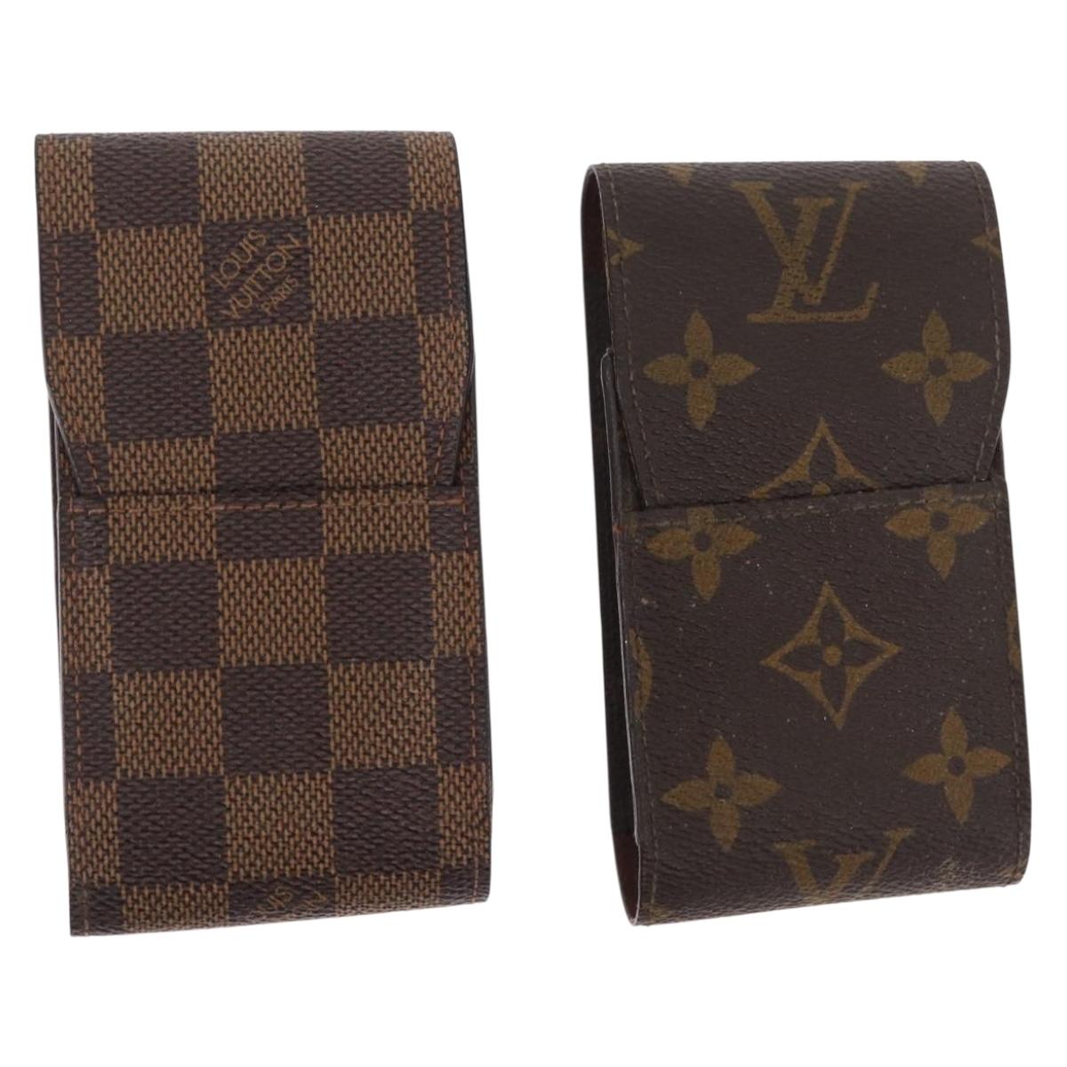 LOUIS VUITTON Monogram Damier Ebene Etui Cigarette Case 2 Set LV Auth 161795