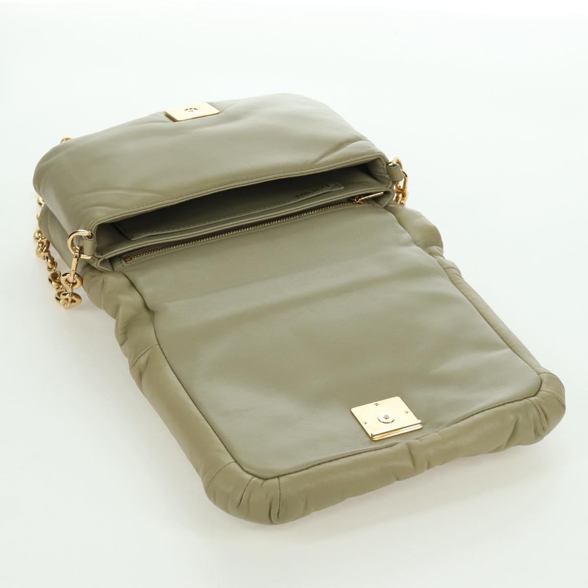 LOEWE Puffer Goya Bag Shoulder Bag Leather Green Gold Auth 161799SAM