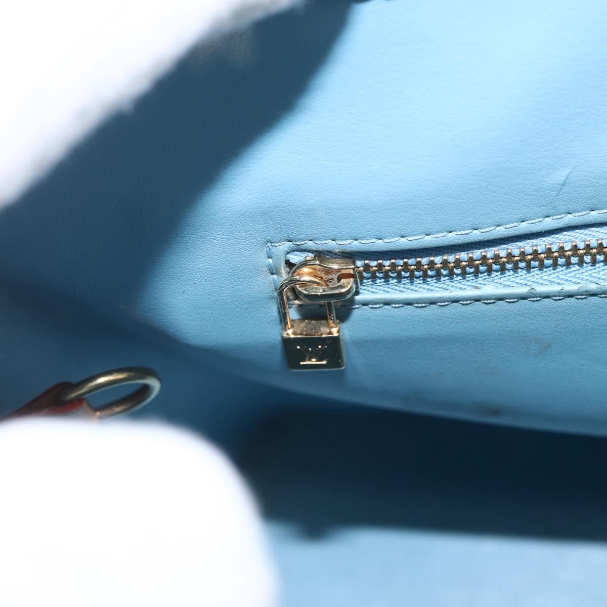 LOUIS VUITTON Monogram Vernis Houston Hand Bag Baby Blue M91005 LV Auth 162012