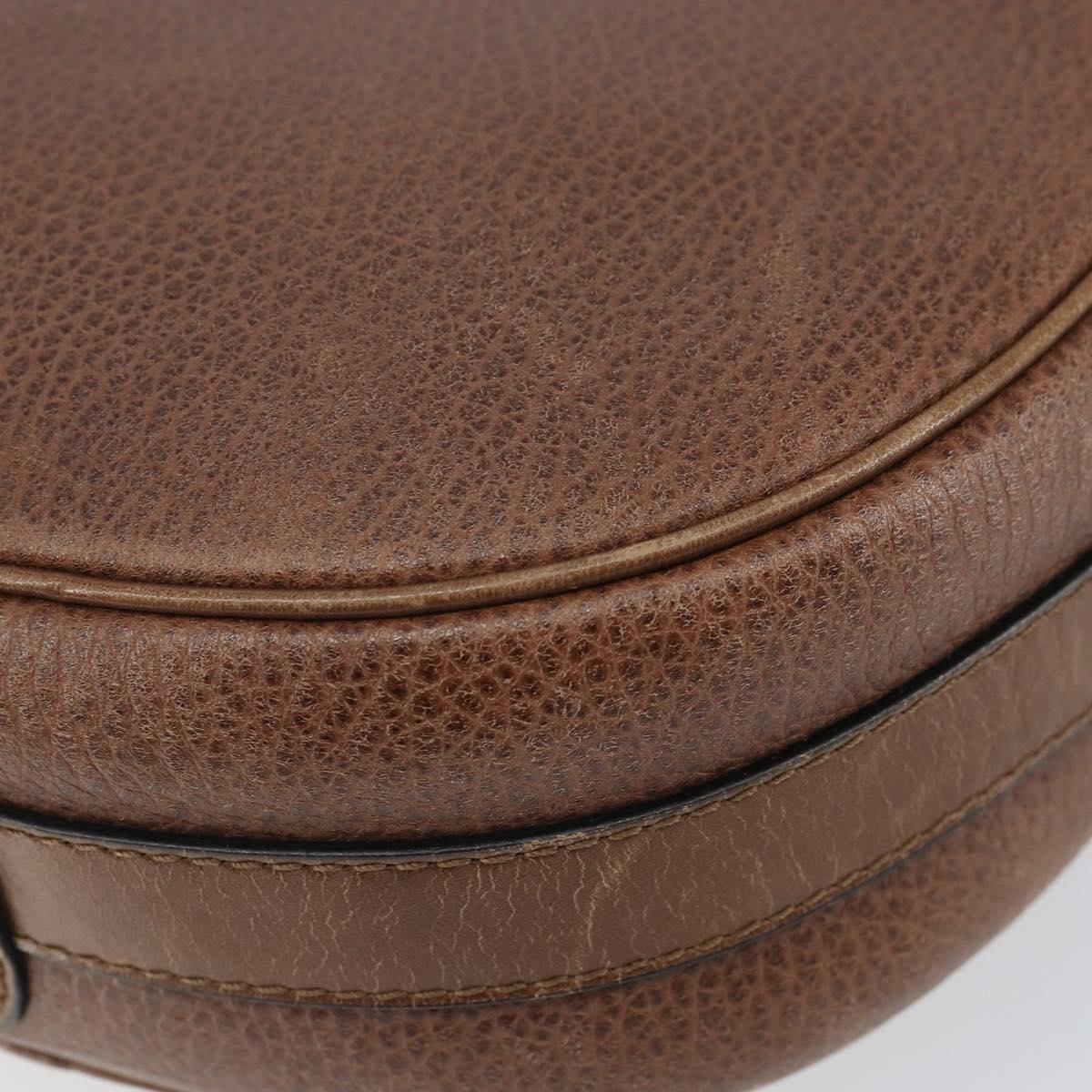 CELINE Shoulder Bag Leather Brown Gold Auth 162021