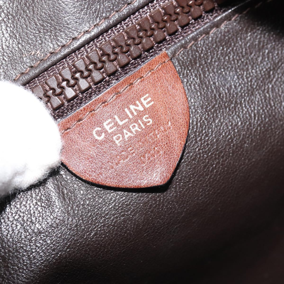 CELINE Shoulder Bag Leather Brown Gold Auth 162021