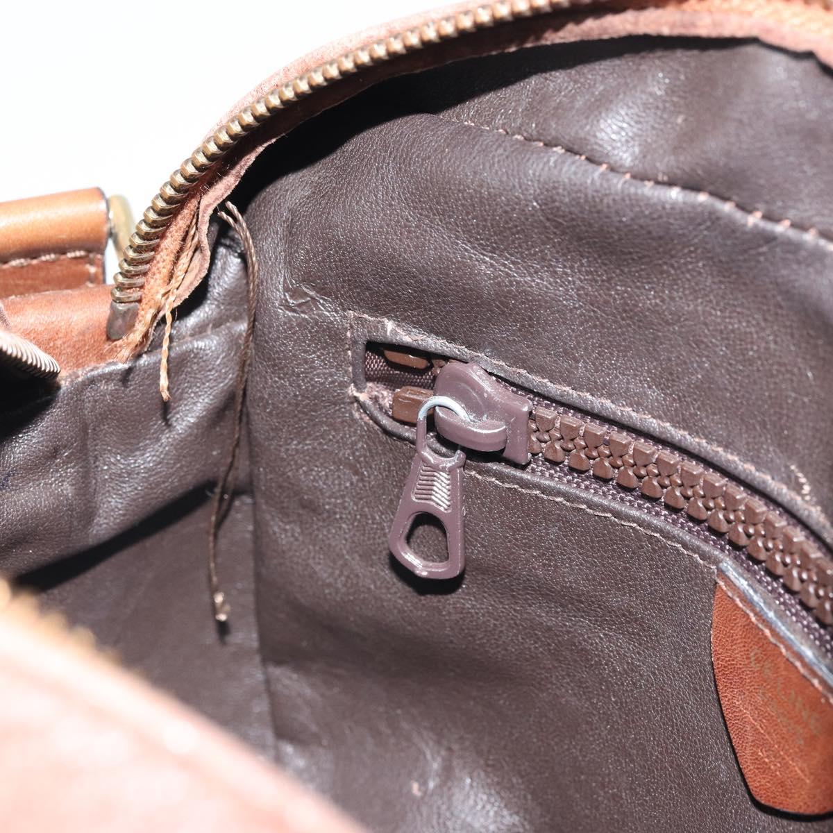 CELINE Shoulder Bag Leather Brown Gold Auth 162021