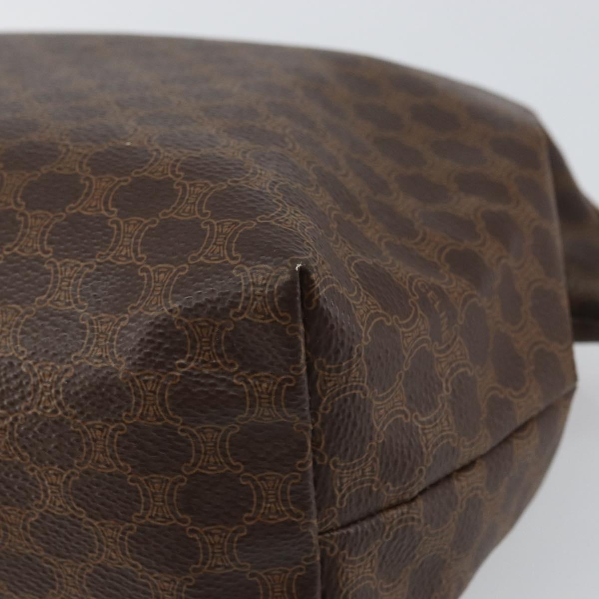 CELINE Macadam Canvas Clutch Bag PVC Leather Brown Gold Auth 162022