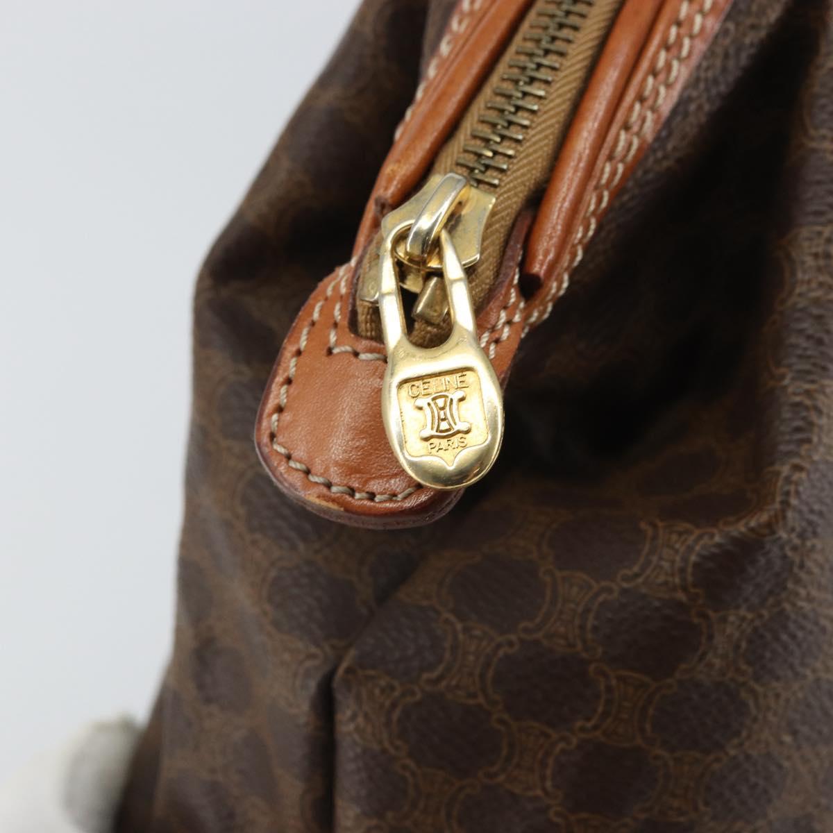 CELINE Macadam Canvas Clutch Bag PVC Leather Brown Gold Auth 162022
