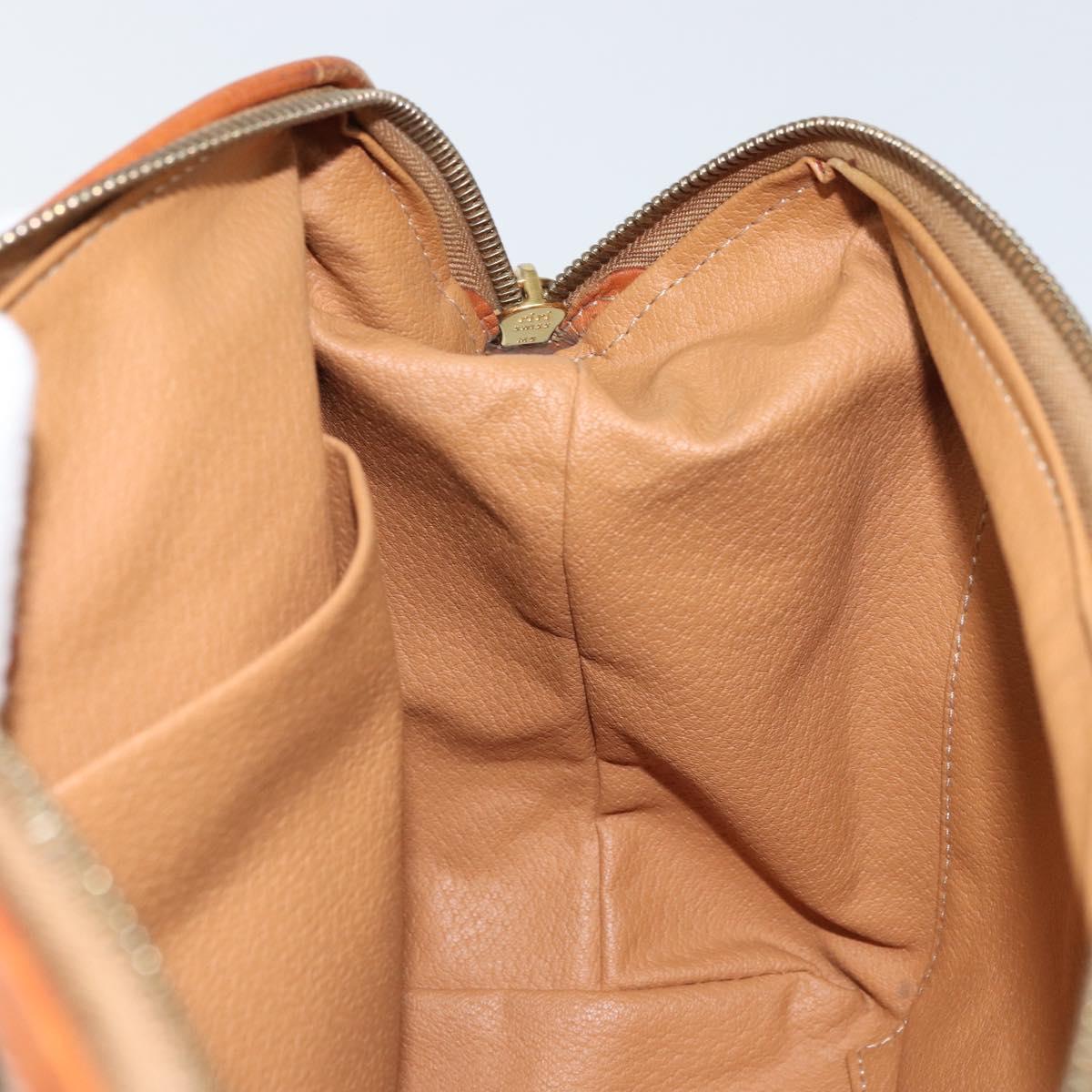 CELINE Macadam Canvas Clutch Bag PVC Leather Brown Gold Auth 162022