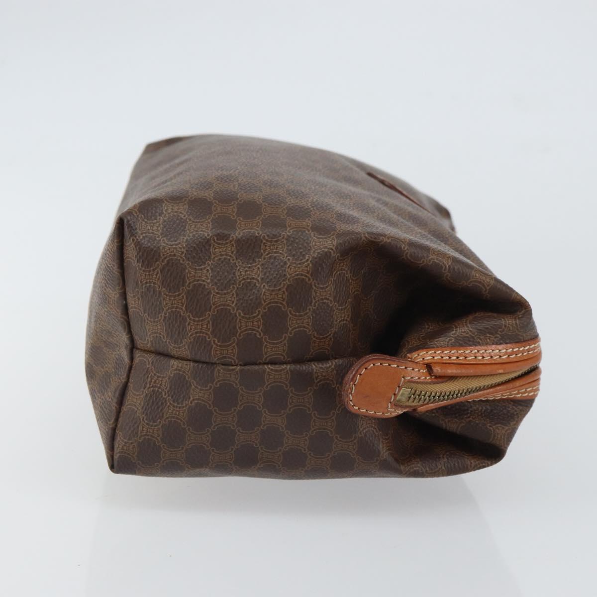 CELINE Macadam Canvas Clutch Bag PVC Leather Brown Gold Auth 162022