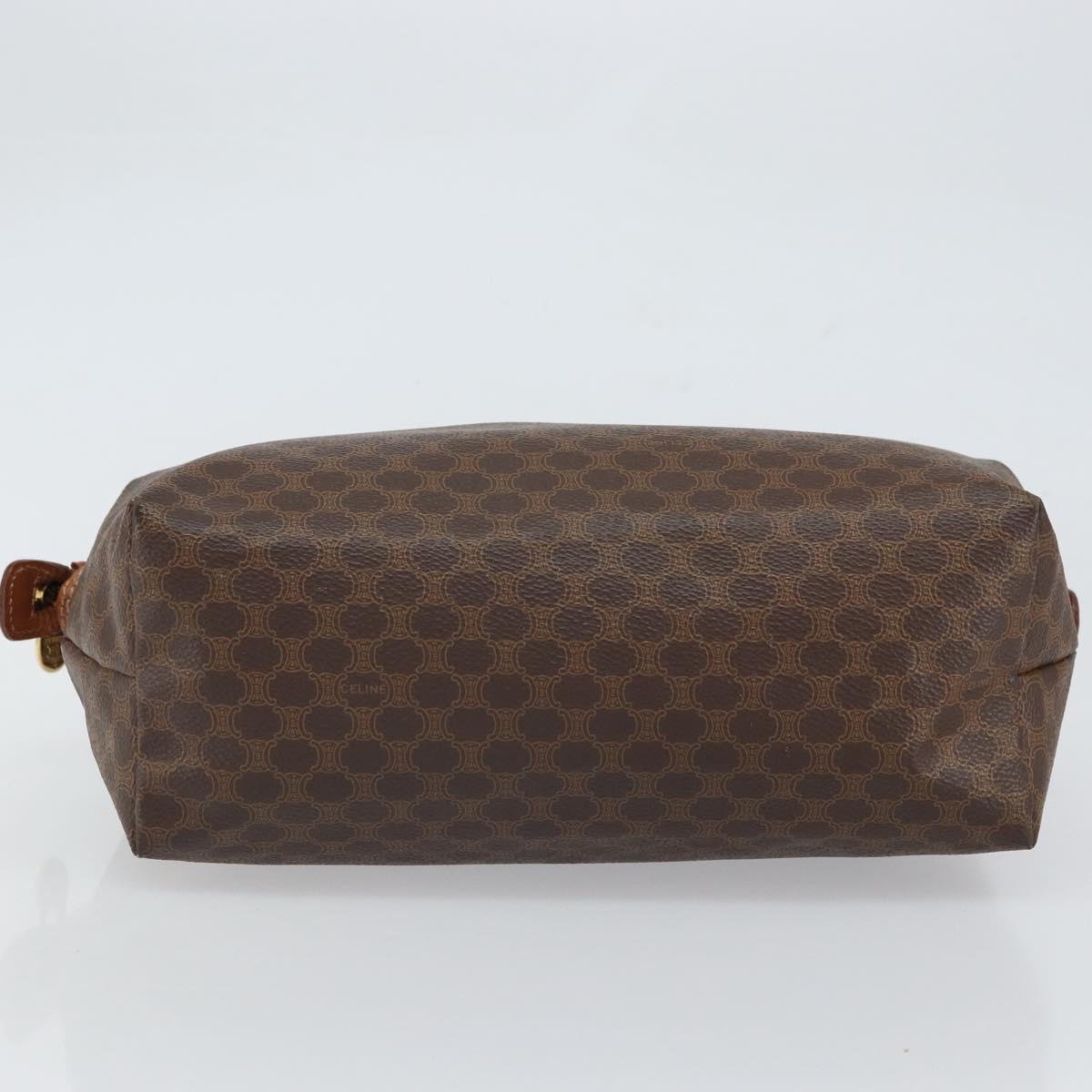 CELINE Macadam Canvas Clutch Bag PVC Leather Brown Gold Auth 162022