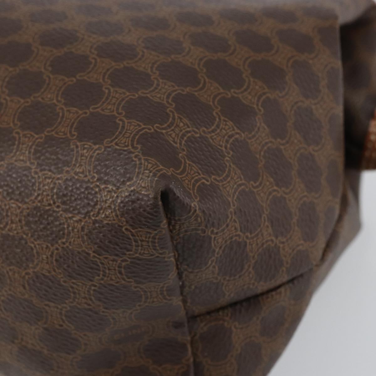 CELINE Macadam Canvas Clutch Bag PVC Leather Brown Gold Auth 162022