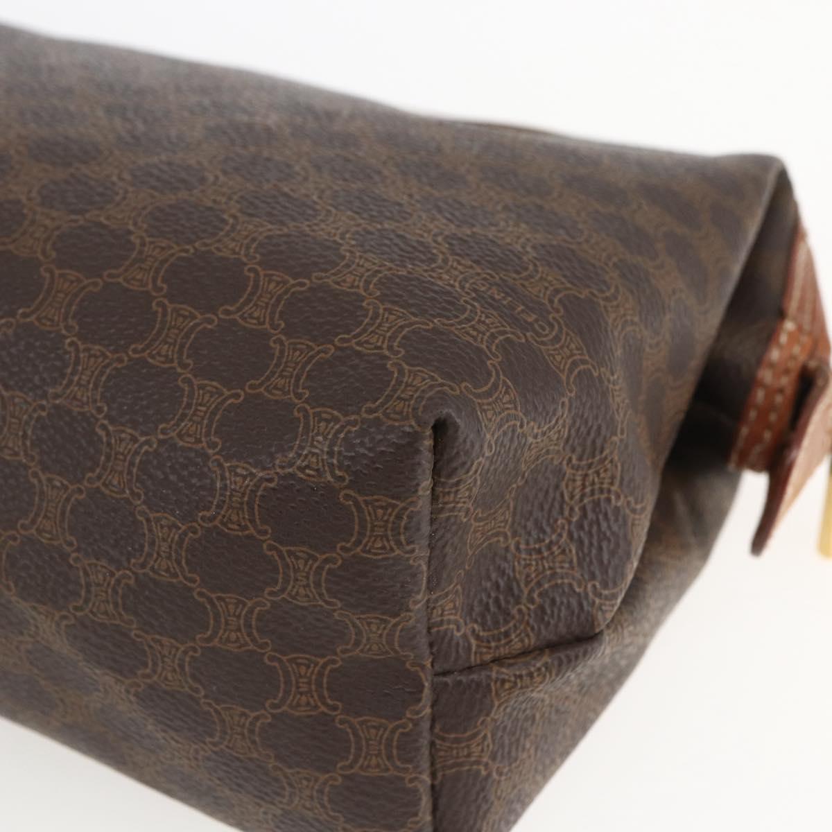 CELINE Macadam Canvas Clutch Bag PVC Leather Brown Gold Auth 162023