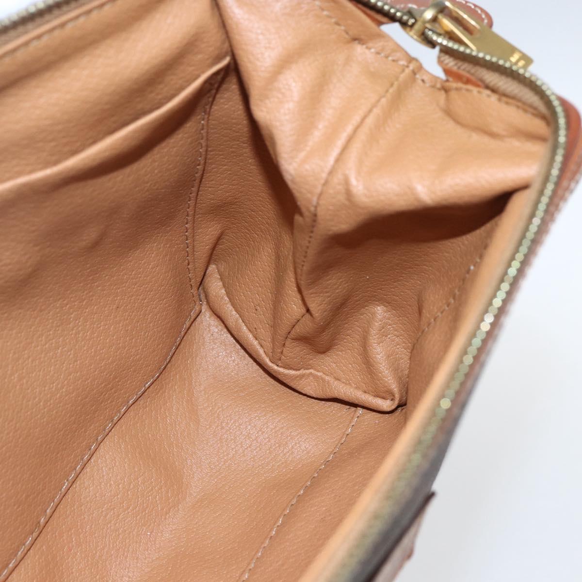 CELINE Macadam Canvas Clutch Bag PVC Leather Brown Gold Auth 162023