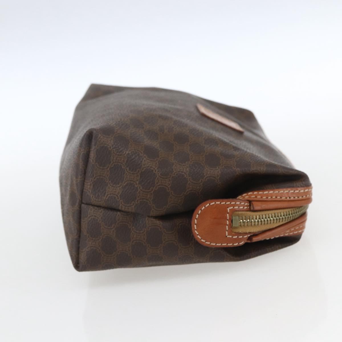 CELINE Macadam Canvas Clutch Bag PVC Leather Brown Gold Auth 162023