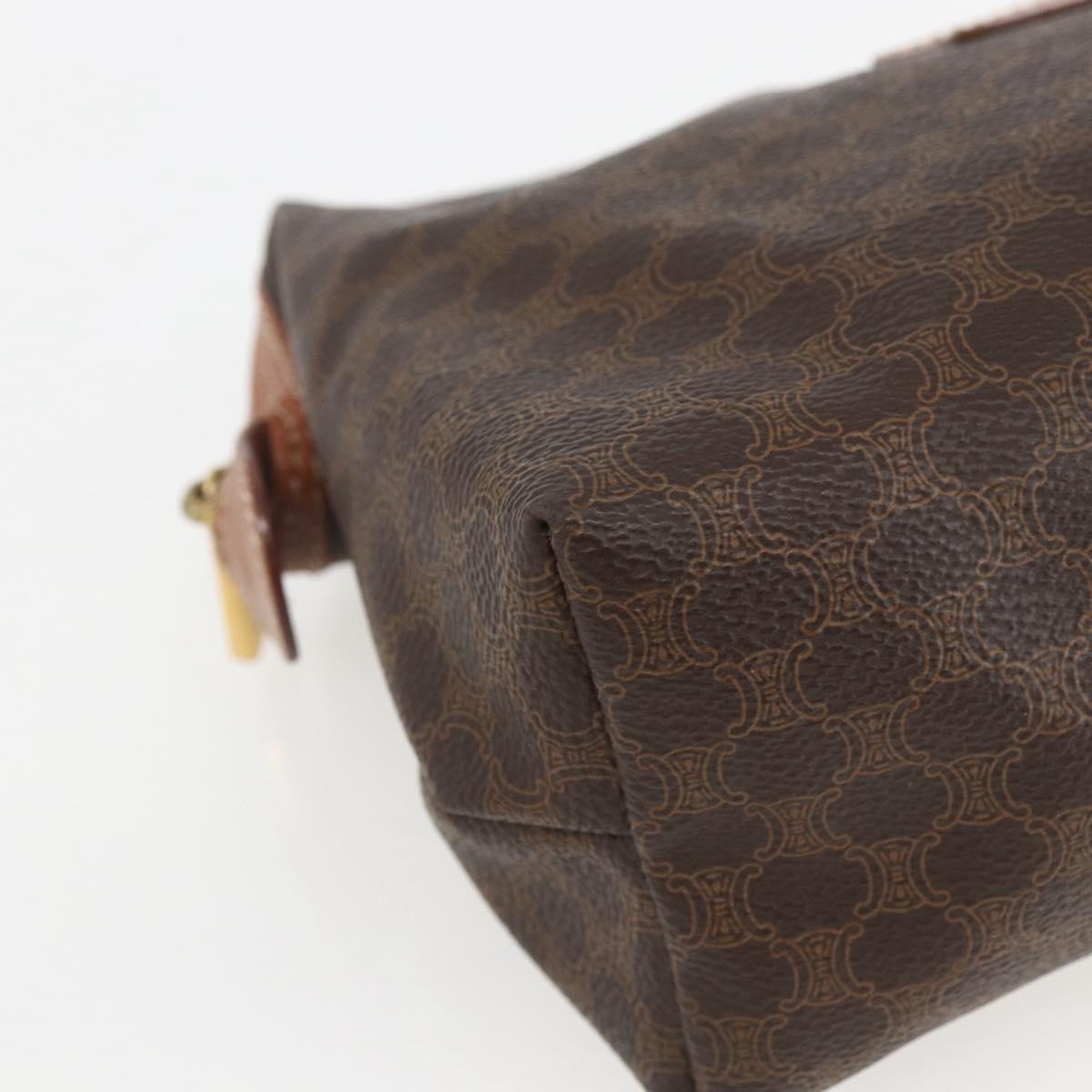 CELINE Macadam Canvas Clutch Bag PVC Leather Brown Gold Auth 162023