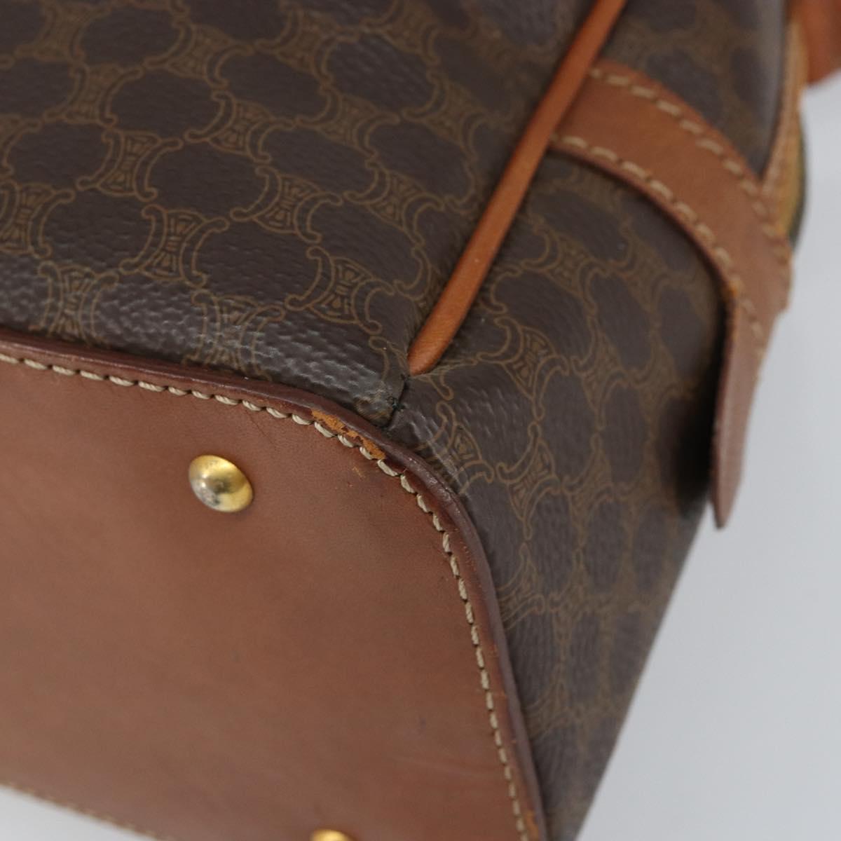 CELINE Macadam Canvas Hand Bag PVC Leather Brown Gold Auth 162026