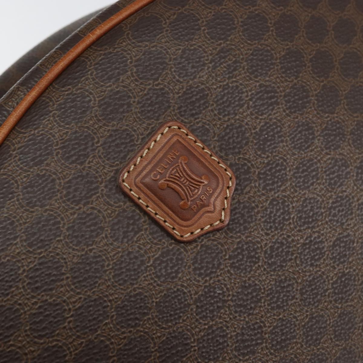CELINE Macadam Canvas Hand Bag PVC Leather Brown Gold Auth 162026