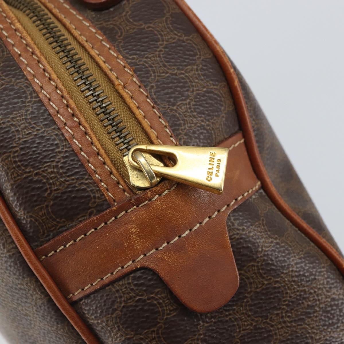 CELINE Macadam Canvas Hand Bag PVC Leather Brown Gold Auth 162026