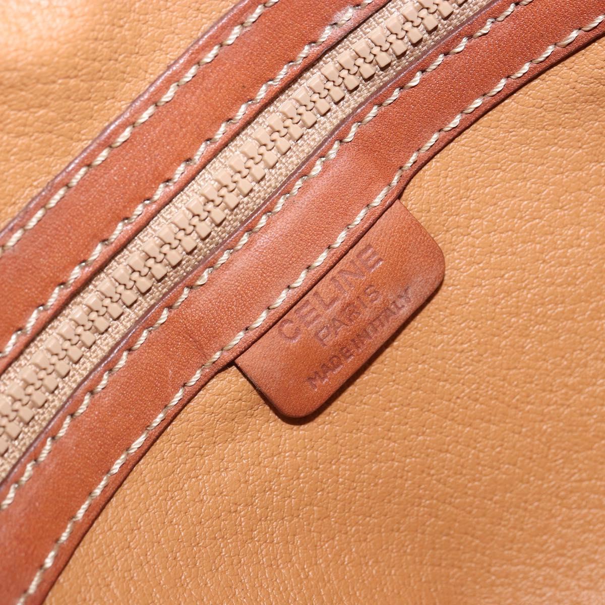 CELINE Macadam Canvas Hand Bag PVC Leather Brown Gold Auth 162026