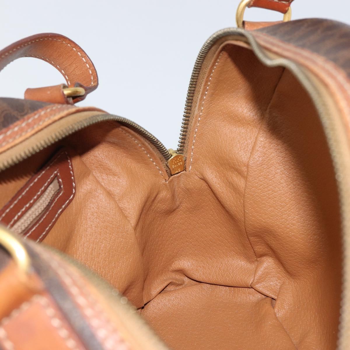 CELINE Macadam Canvas Hand Bag PVC Leather Brown Gold Auth 162026