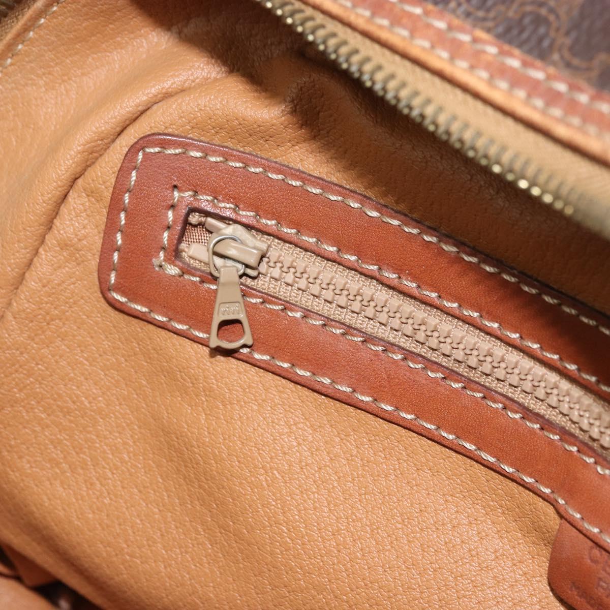 CELINE Macadam Canvas Hand Bag PVC Leather Brown Gold Auth 162026