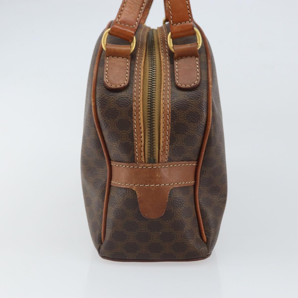 CELINE Macadam Canvas Hand Bag PVC Leather Brown Gold Auth 162026