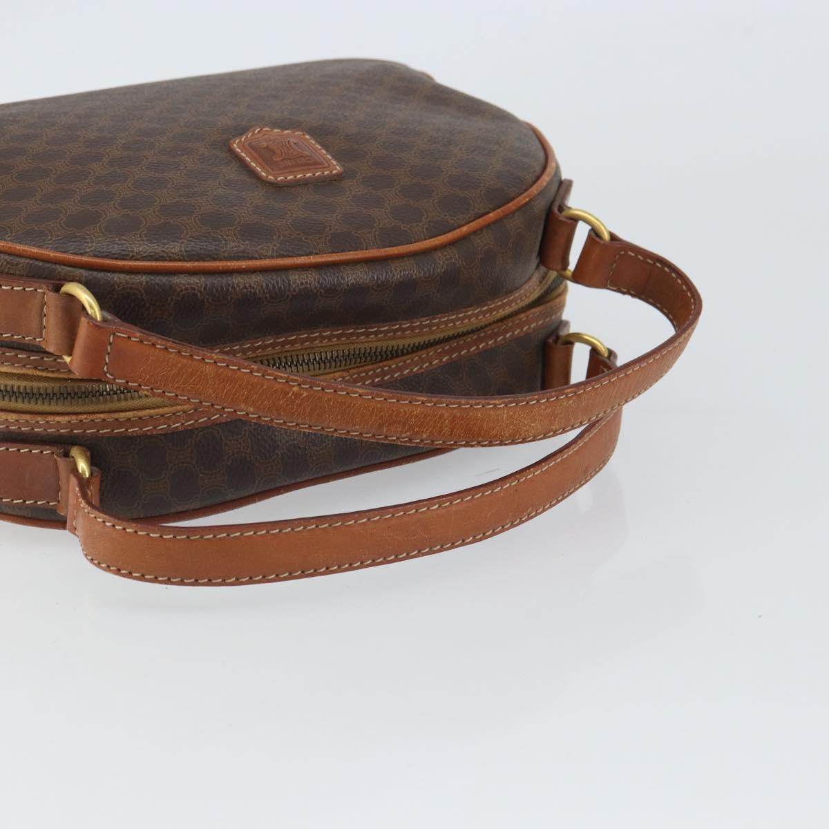 CELINE Macadam Canvas Hand Bag PVC Leather Brown Gold Auth 162026