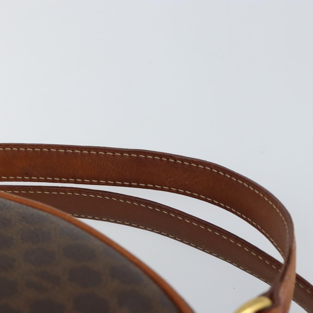 CELINE Macadam Canvas Hand Bag PVC Leather Brown Gold Auth 162026