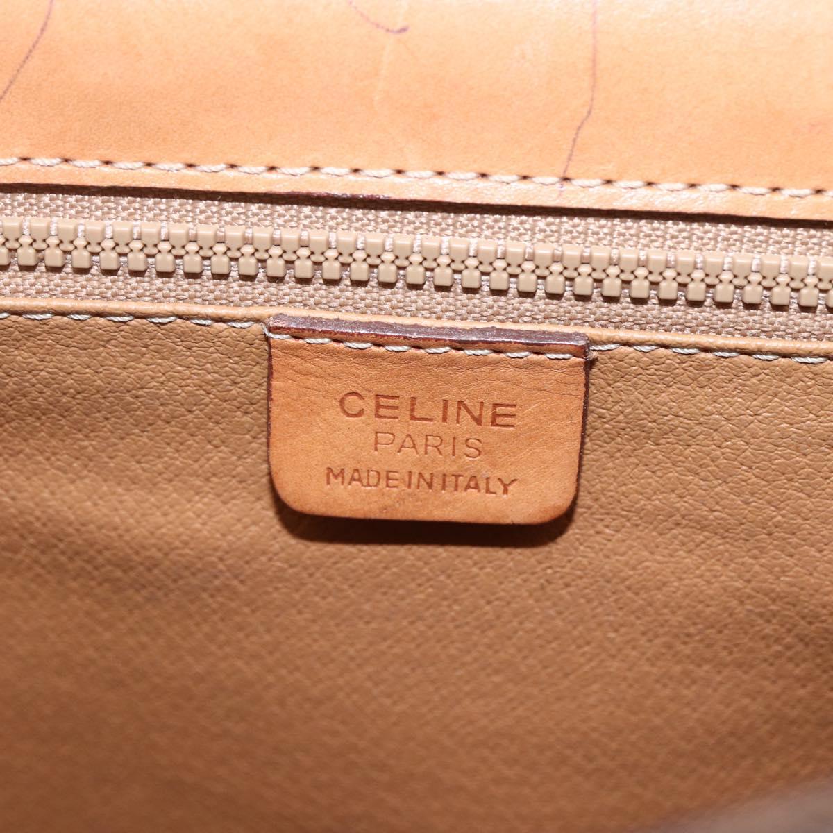 CELINE Macadam Canvas Hand Bag PVC Leather Brown Gold Auth 162027