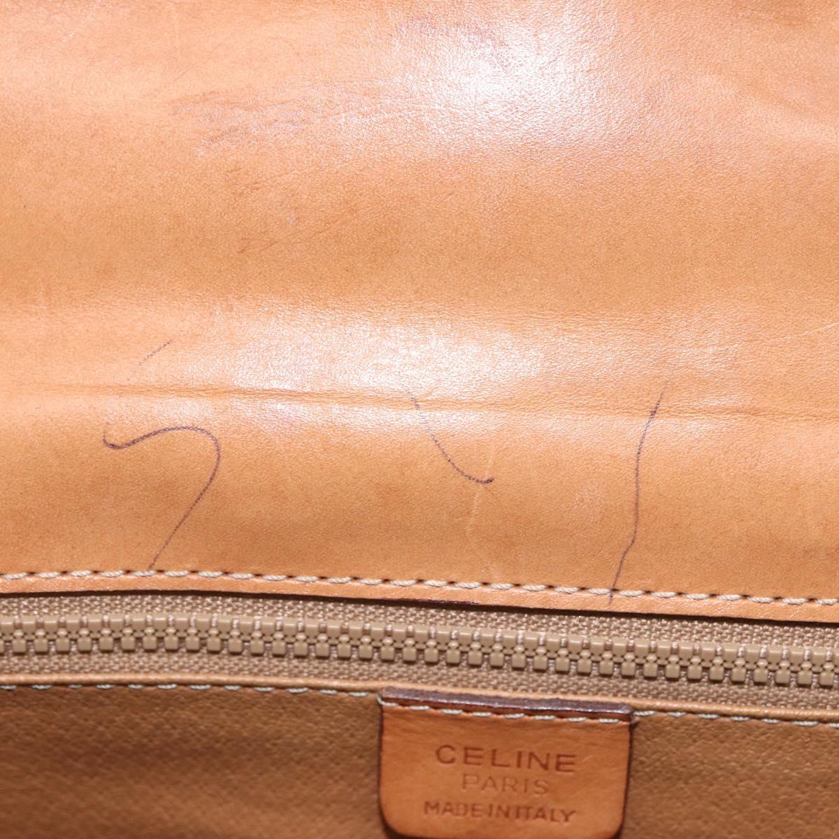 CELINE Macadam Canvas Hand Bag PVC Leather Brown Gold Auth 162027