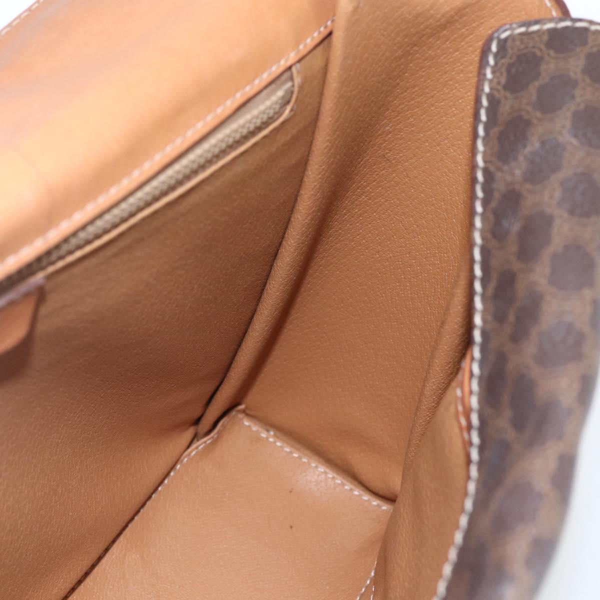 CELINE Macadam Canvas Hand Bag PVC Leather Brown Gold Auth 162027
