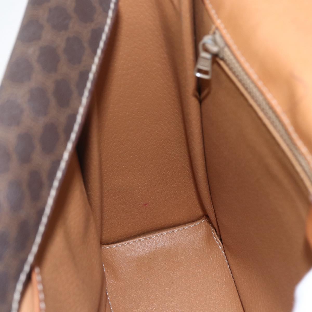 CELINE Macadam Canvas Hand Bag PVC Leather Brown Gold Auth 162027