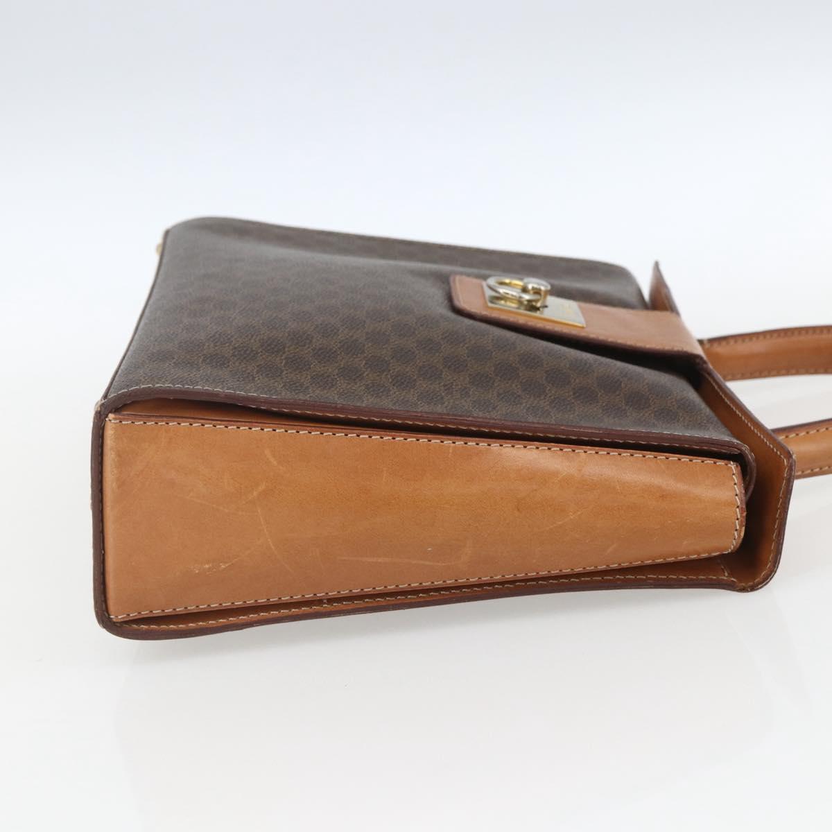 CELINE Macadam Canvas Hand Bag PVC Leather Brown Gold Auth 162027