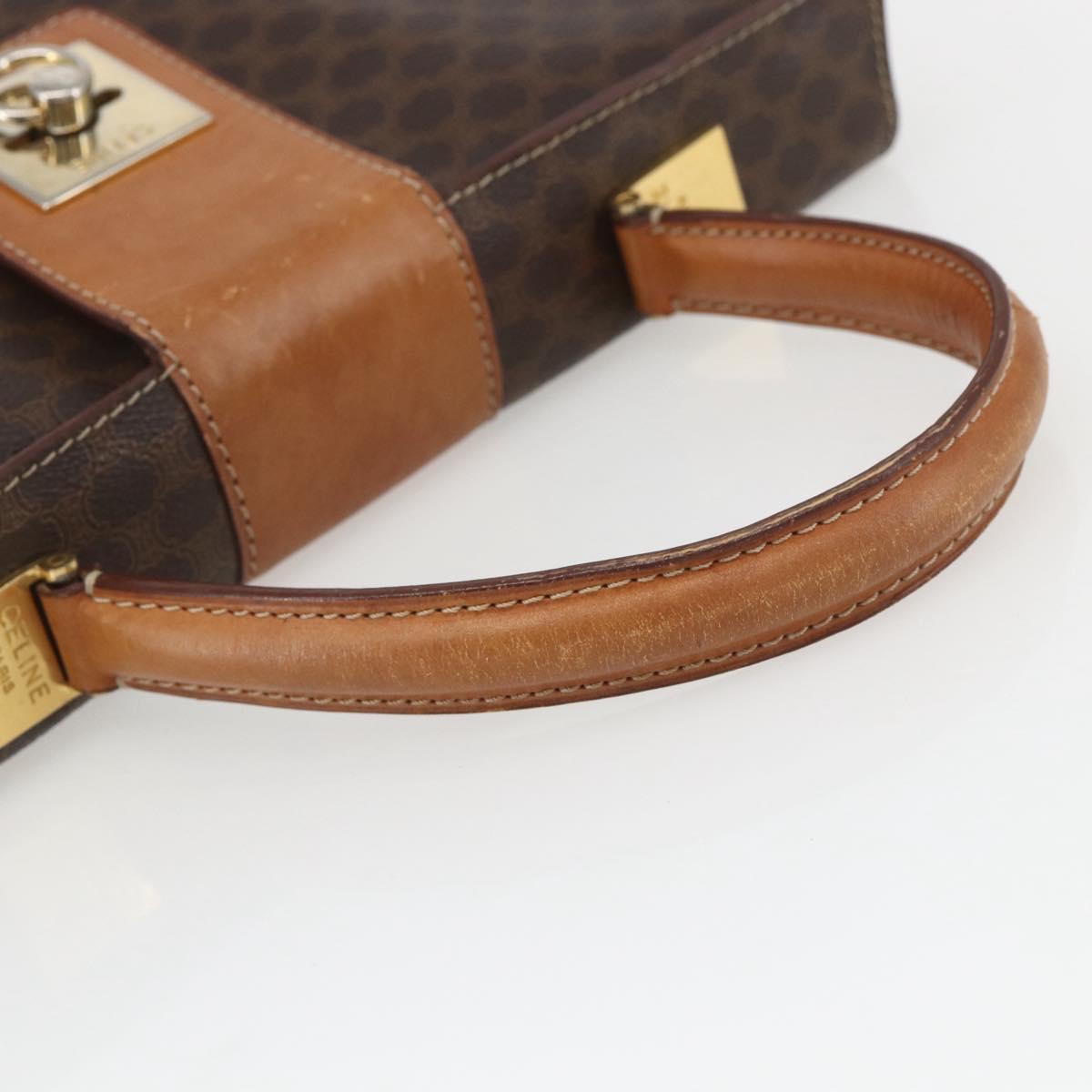 CELINE Macadam Canvas Hand Bag PVC Leather Brown Gold Auth 162027