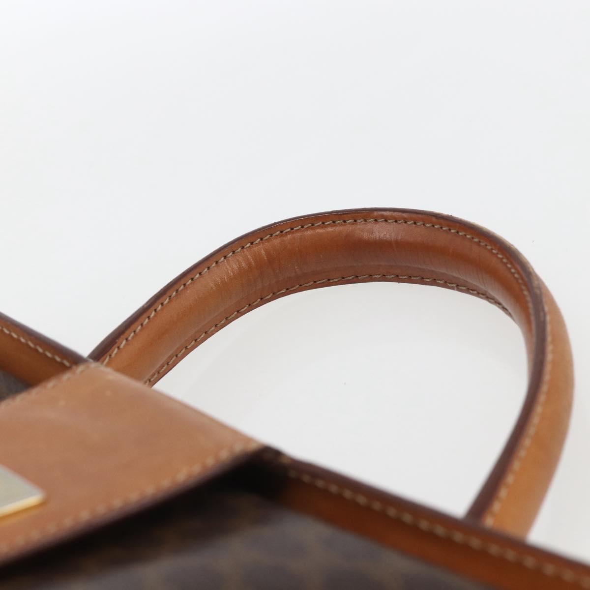 CELINE Macadam Canvas Hand Bag PVC Leather Brown Gold Auth 162027