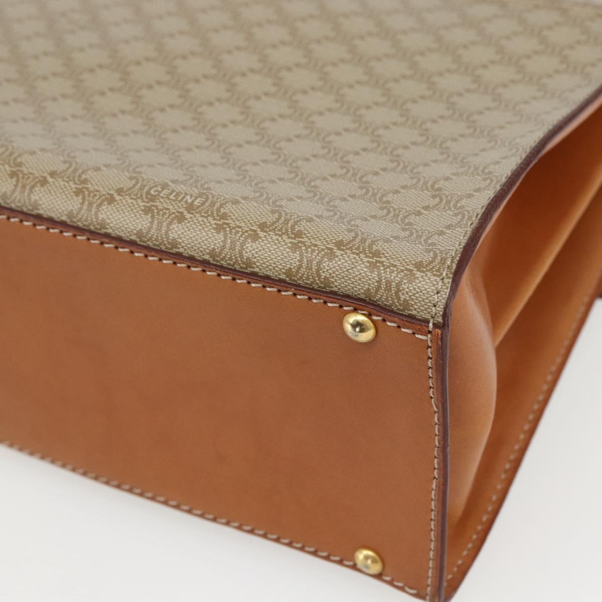 CELINE Macadam Canvas Hand Bag PVC Beige Gold Auth 162029