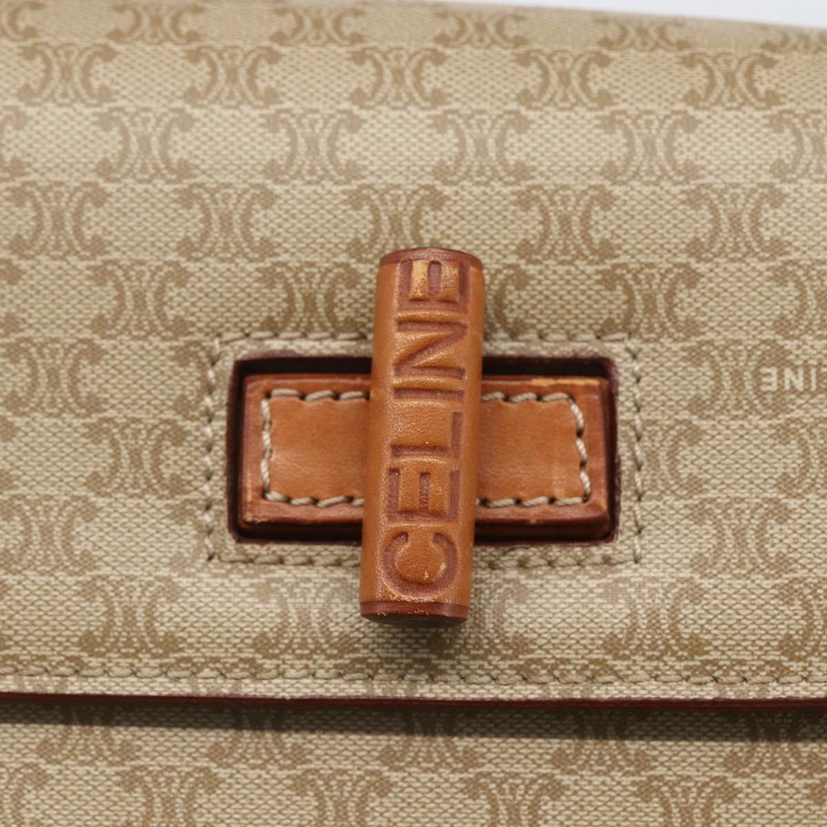 CELINE Macadam Canvas Hand Bag PVC Beige Gold Auth 162029