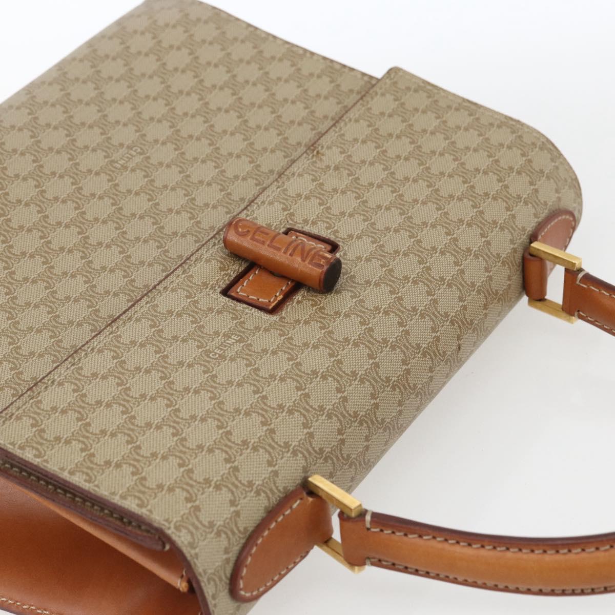 CELINE Macadam Canvas Hand Bag PVC Beige Gold Auth 162029