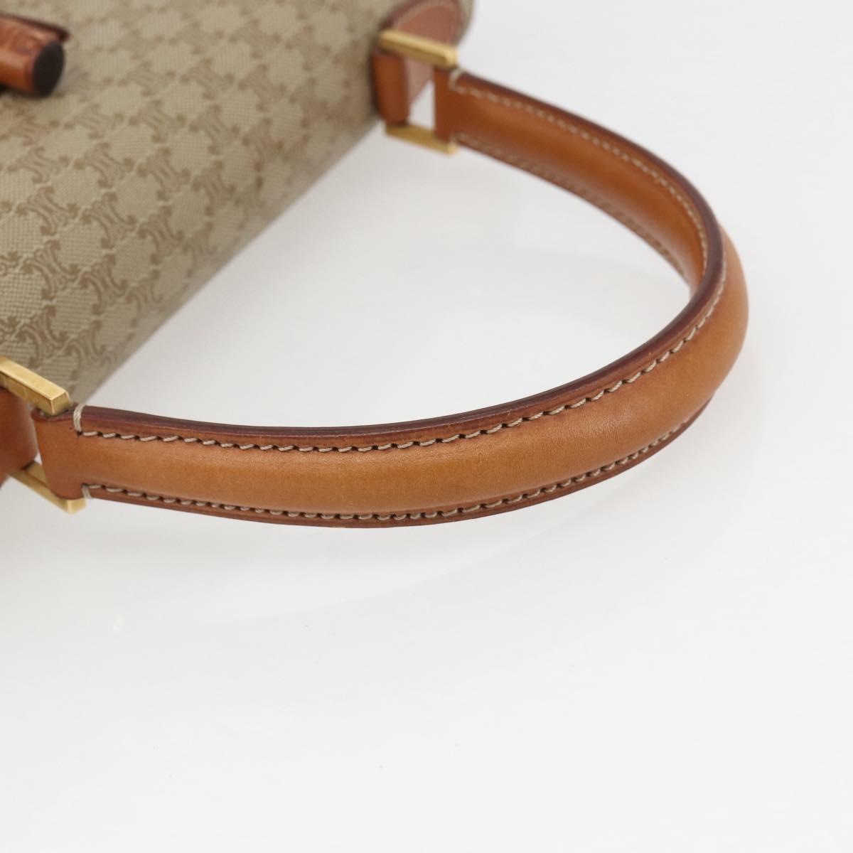 CELINE Macadam Canvas Hand Bag PVC Beige Gold Auth 162029