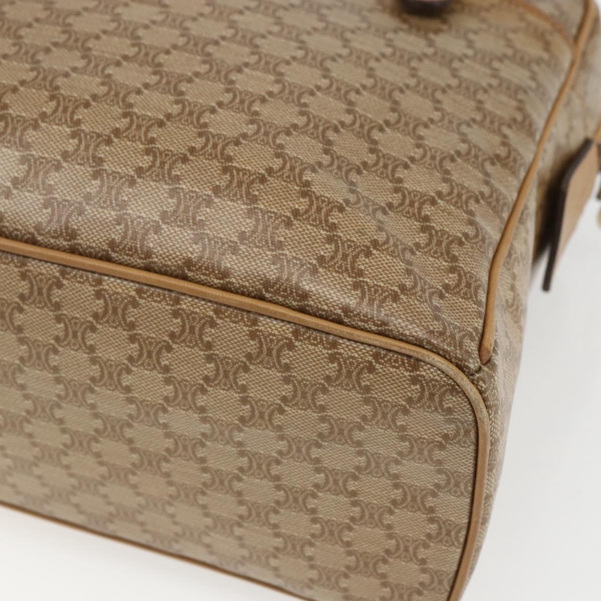 CELINE Macadam Canvas Hand Bag PVC Beige Gold Auth 162030