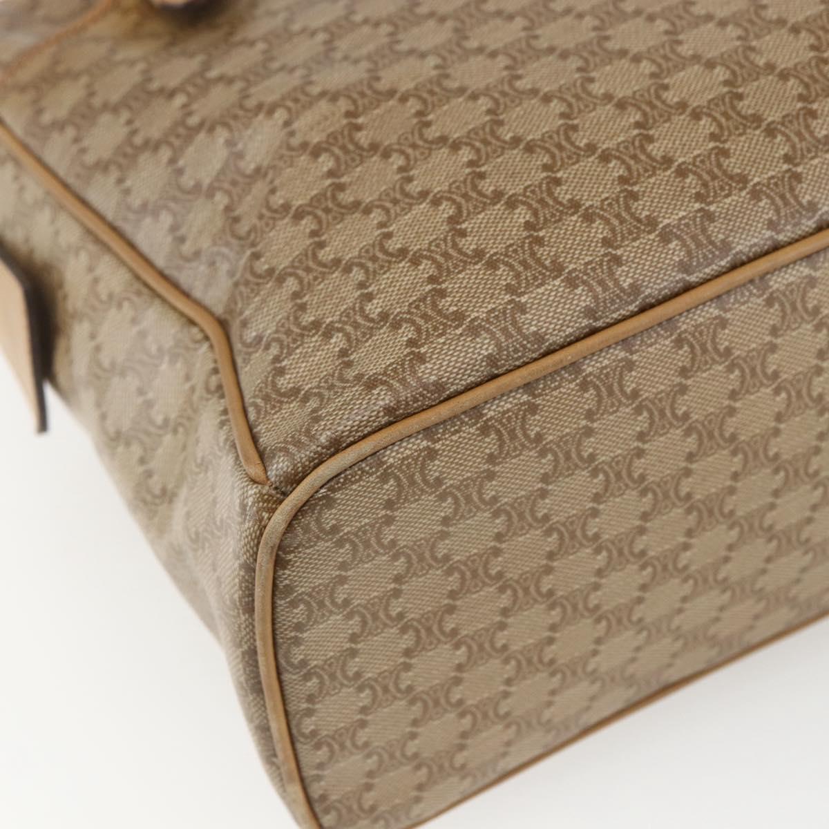 CELINE Macadam Canvas Hand Bag PVC Beige Gold Auth 162030