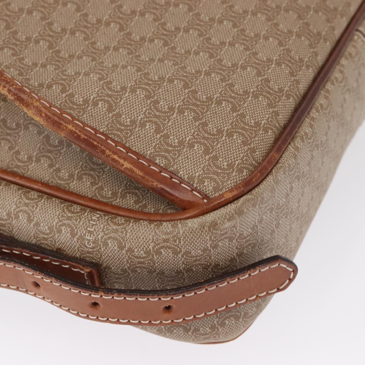 CELINE Macadam Canvas Shoulder Bag PVC Beige Gold Auth 162032