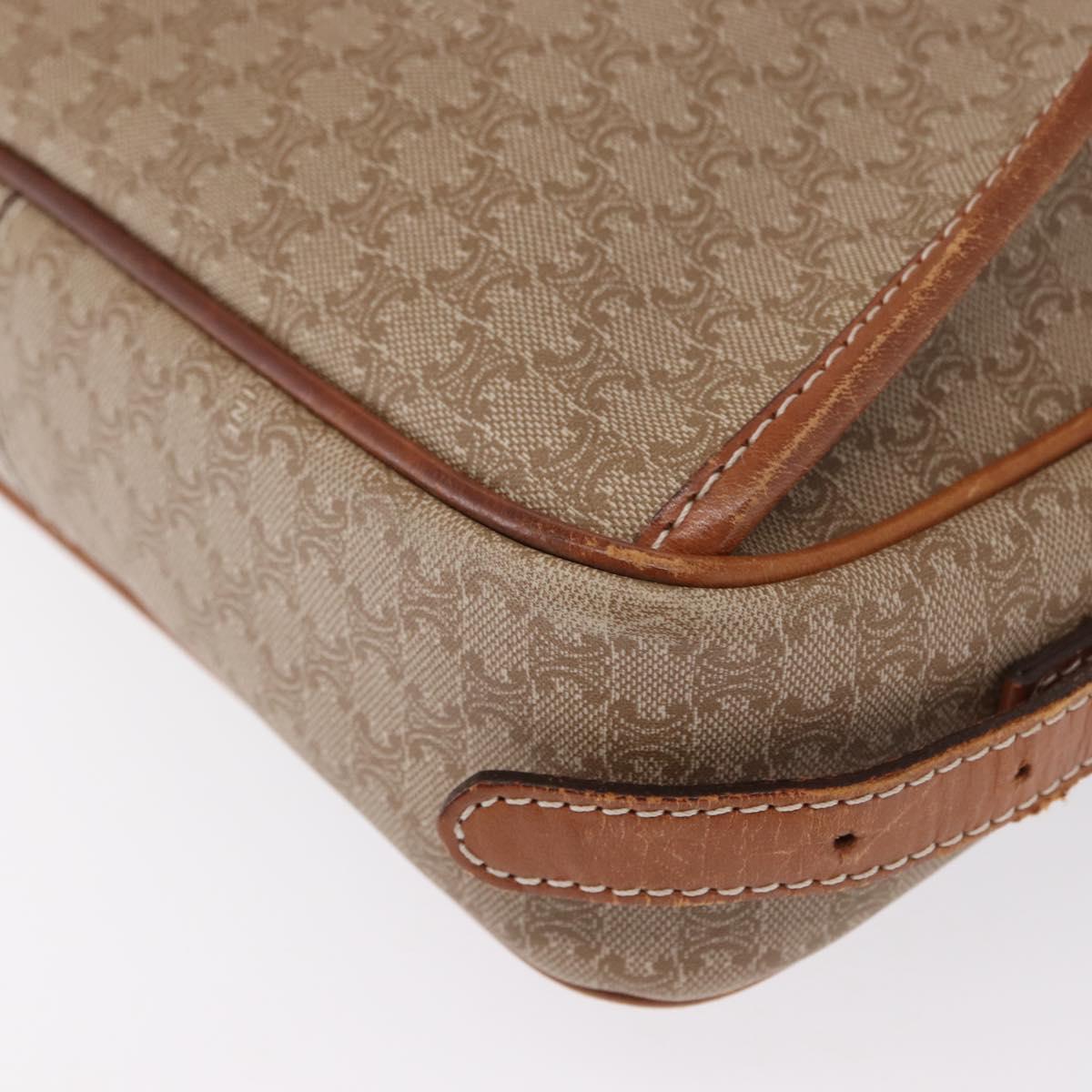 CELINE Macadam Canvas Shoulder Bag PVC Beige Gold Auth 162032