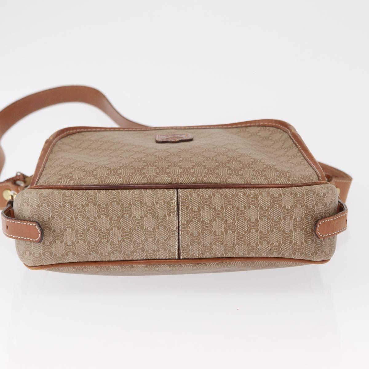 CELINE Macadam Canvas Shoulder Bag PVC Beige Gold Auth 162032