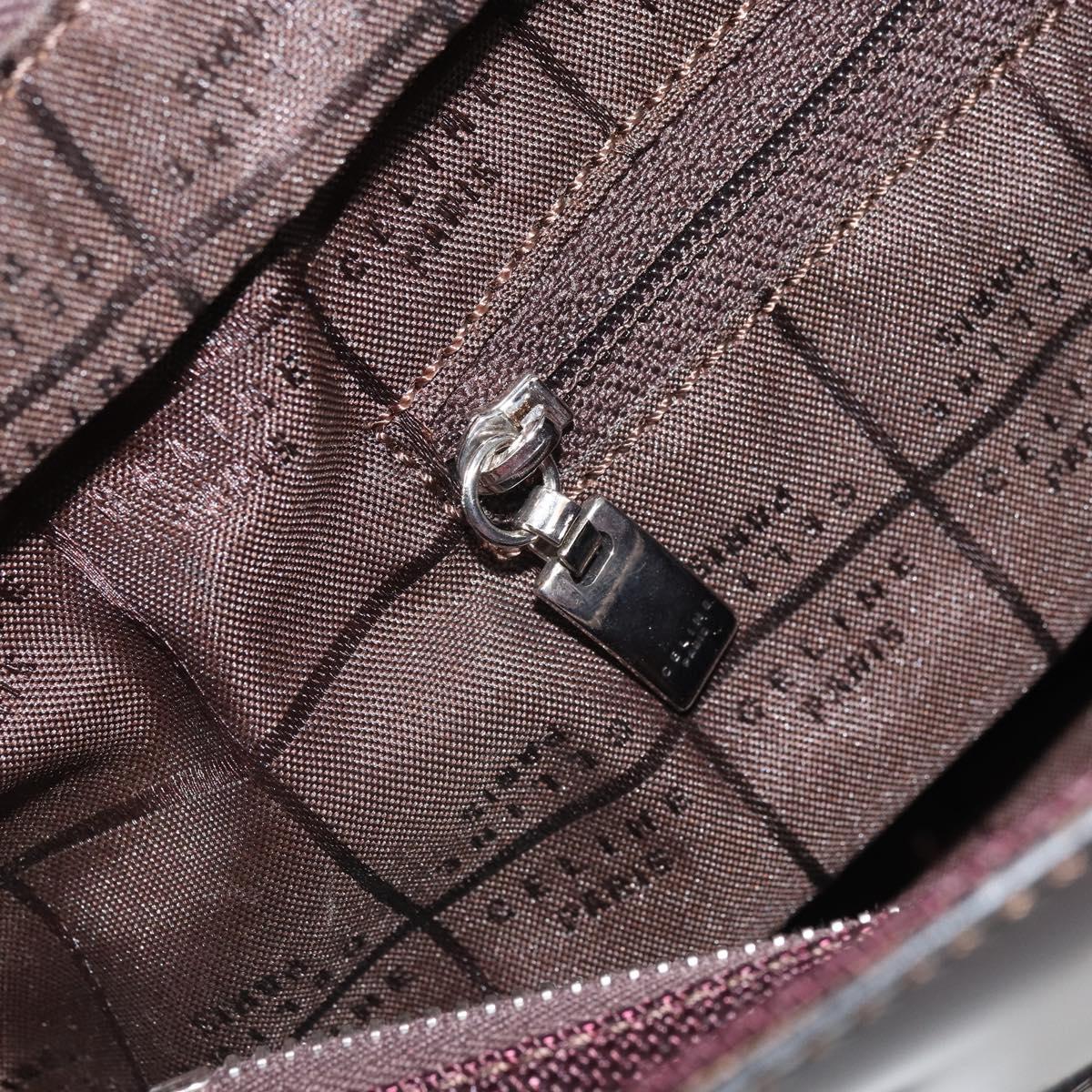 CELINE Tote Bag Canvas patent leather Brown Silver Auth 162037