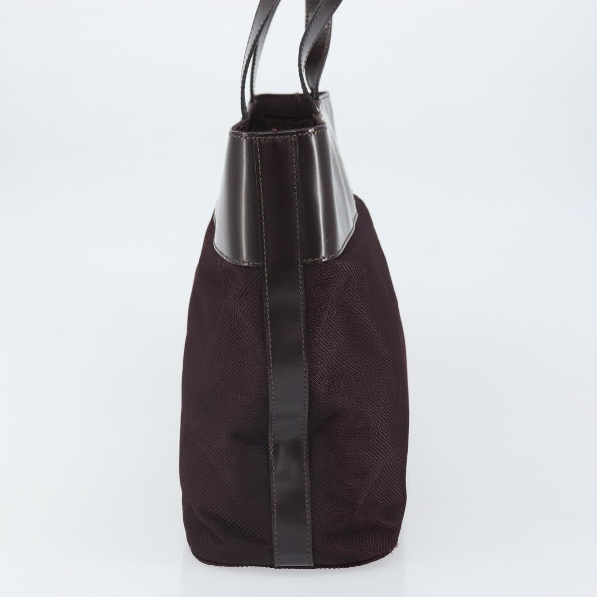 CELINE Tote Bag Canvas patent leather Brown Silver Auth 162037