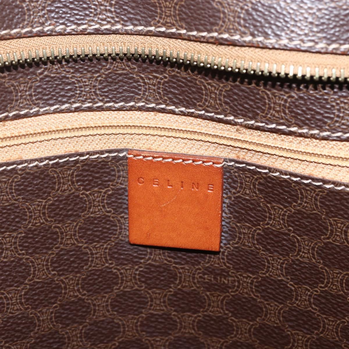 CELINE Macadam Canvas Tote Bag PVC Leather Brown Gold Auth 162038